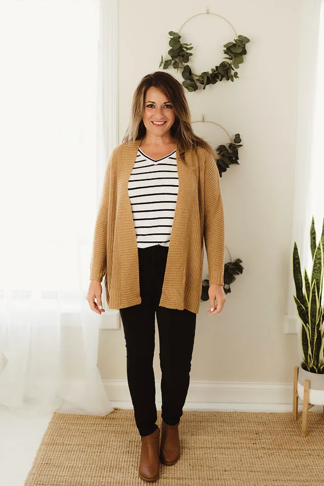 Ribbed Banded Cardigan