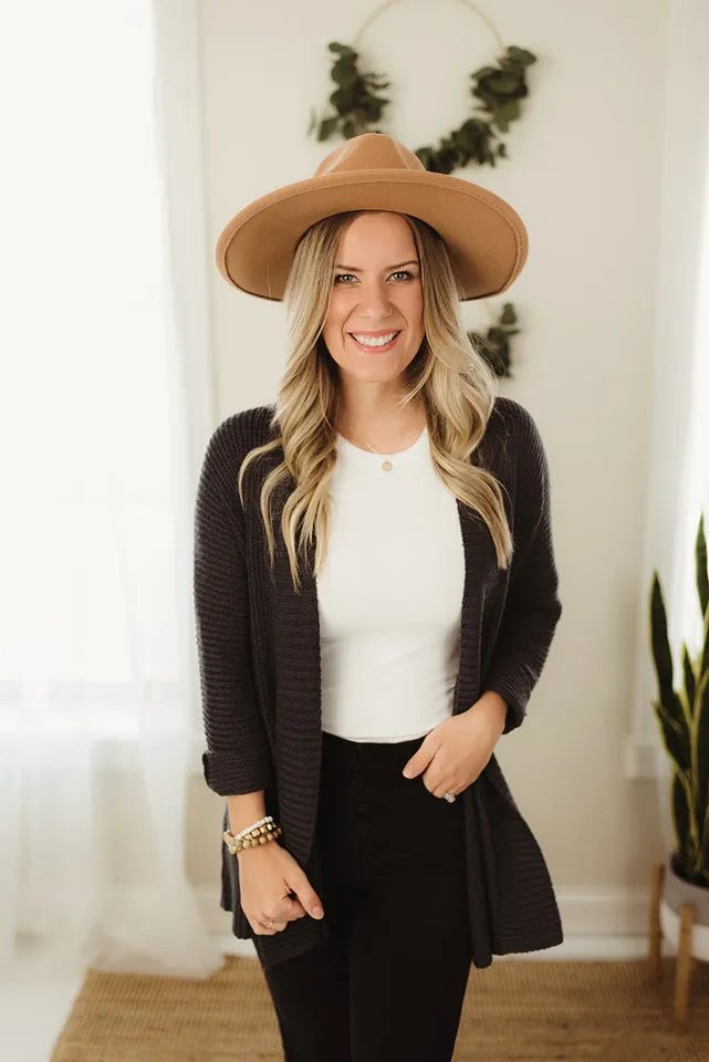 Ribbed Banded Cardigan