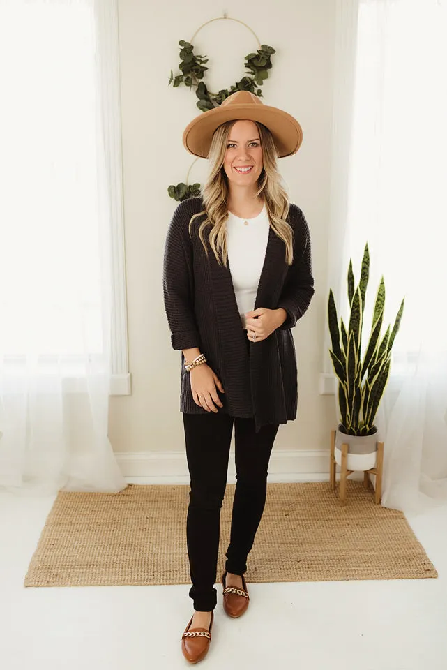 Ribbed Banded Cardigan