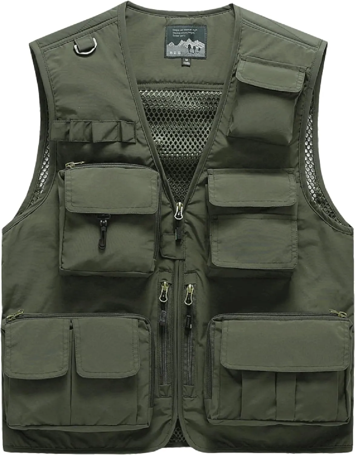 Saukiee Mens Vest Lightweight Vest Men Fishing Travel Work Pesca Safari Combat Hunting Cargo Vest Jacket with Pockets M