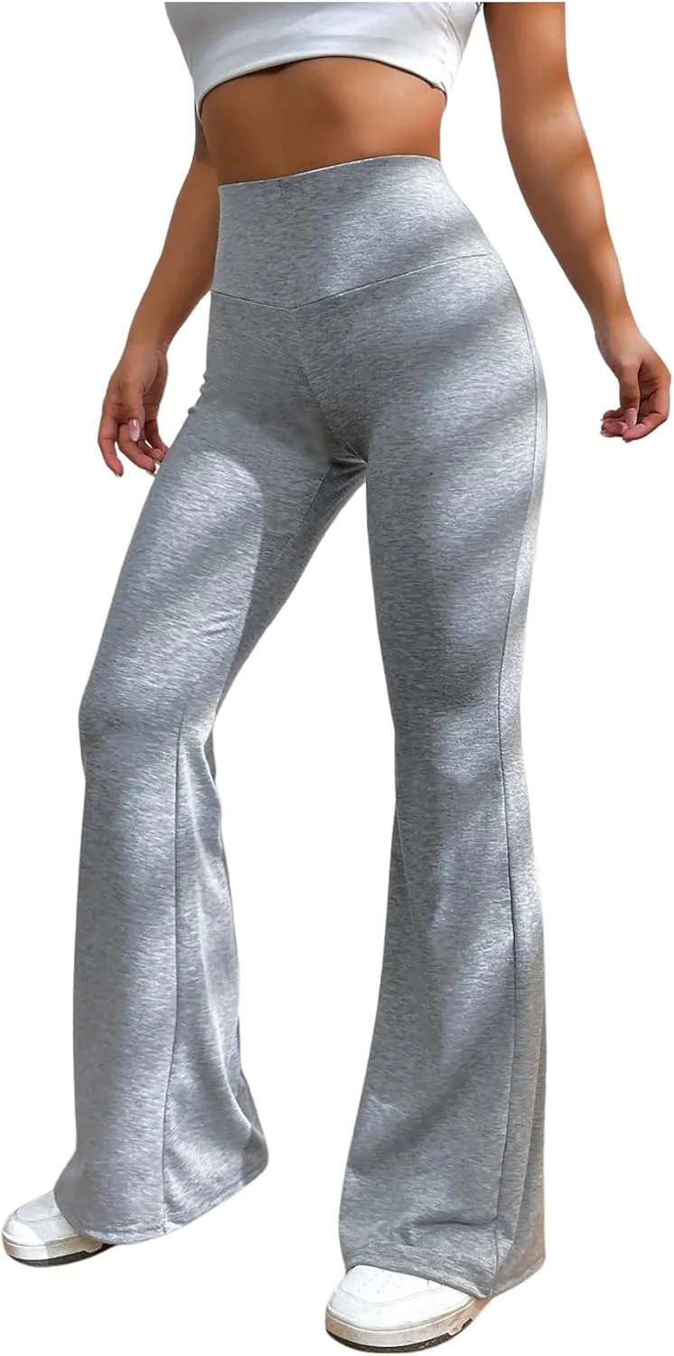 SOLY HUX Women's High Waisted Leggings Flared Pants Workout Yoga Bell Bottom Trousers