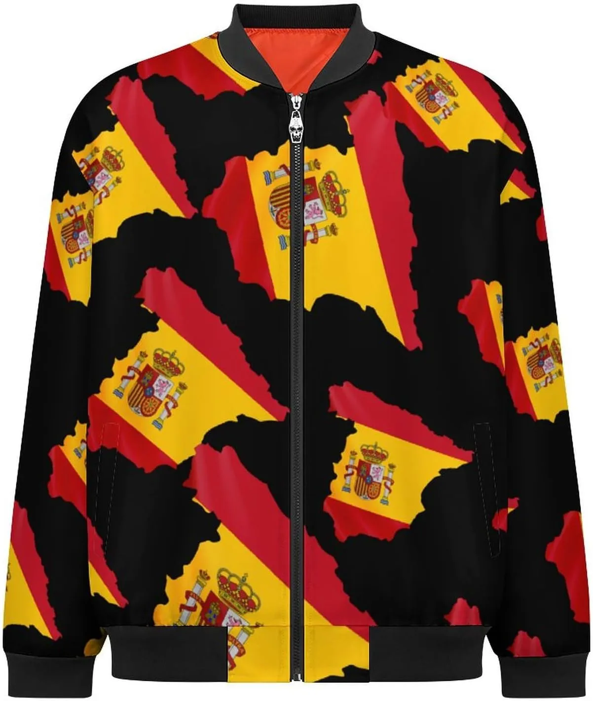 Spain Flag Map Men's Bomber Jacket Lightweight Windbreaker Fashion Spring Fall Coats Casual Jackets for Men