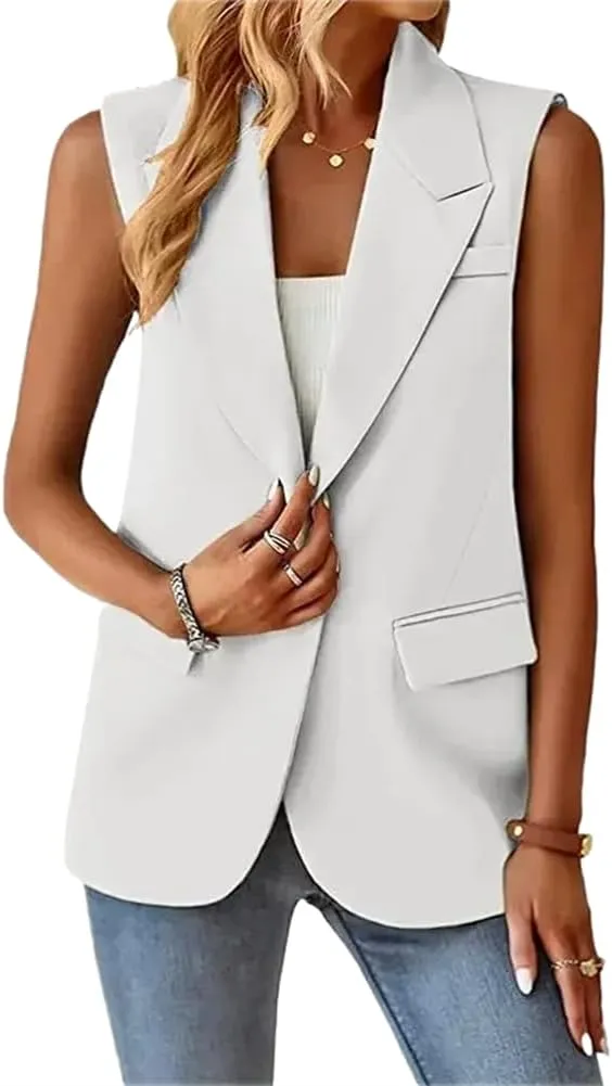 Spring Summer Women Clothing Casual Suit Vest Color Button Coat Blazer Jacket