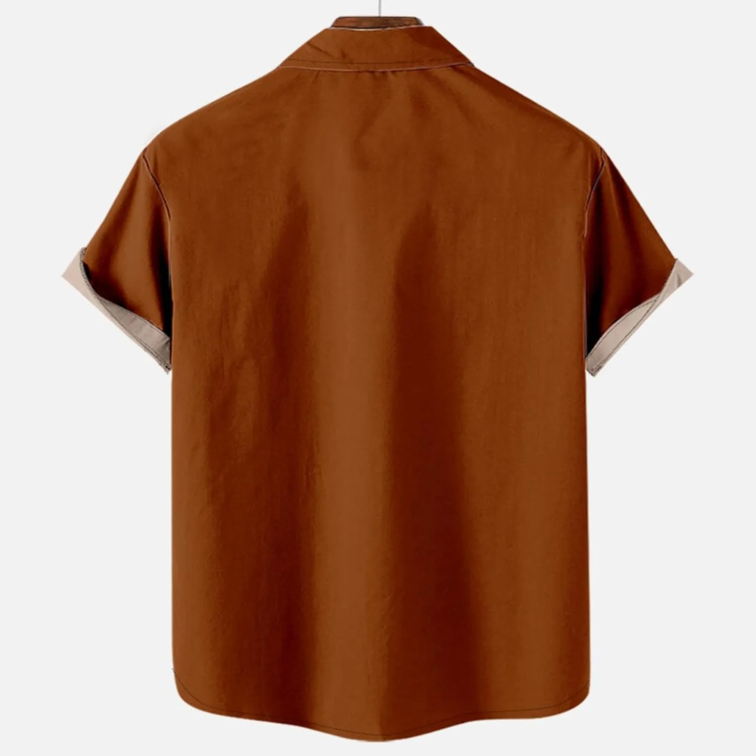 T-Shirts for Men 2023 Casual Stylish Cuban Guayabera Button Up Shirt Summer Short Sleeve Color Block Dress Shirts