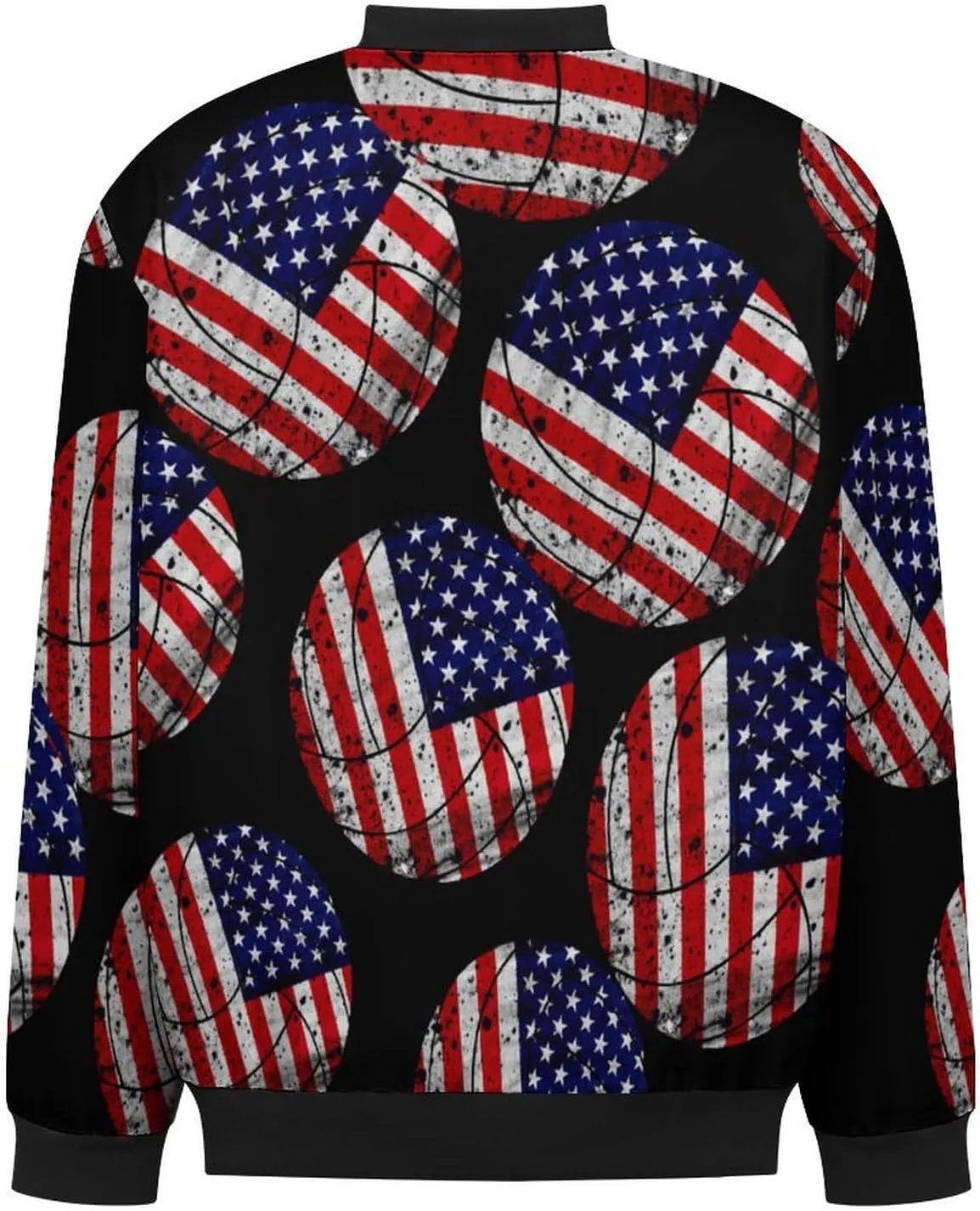 USA Flag Volleyball Men's Bomber Jacket Lightweight Windbreaker Fashion Spring Fall Coats Casual Jackets for Men