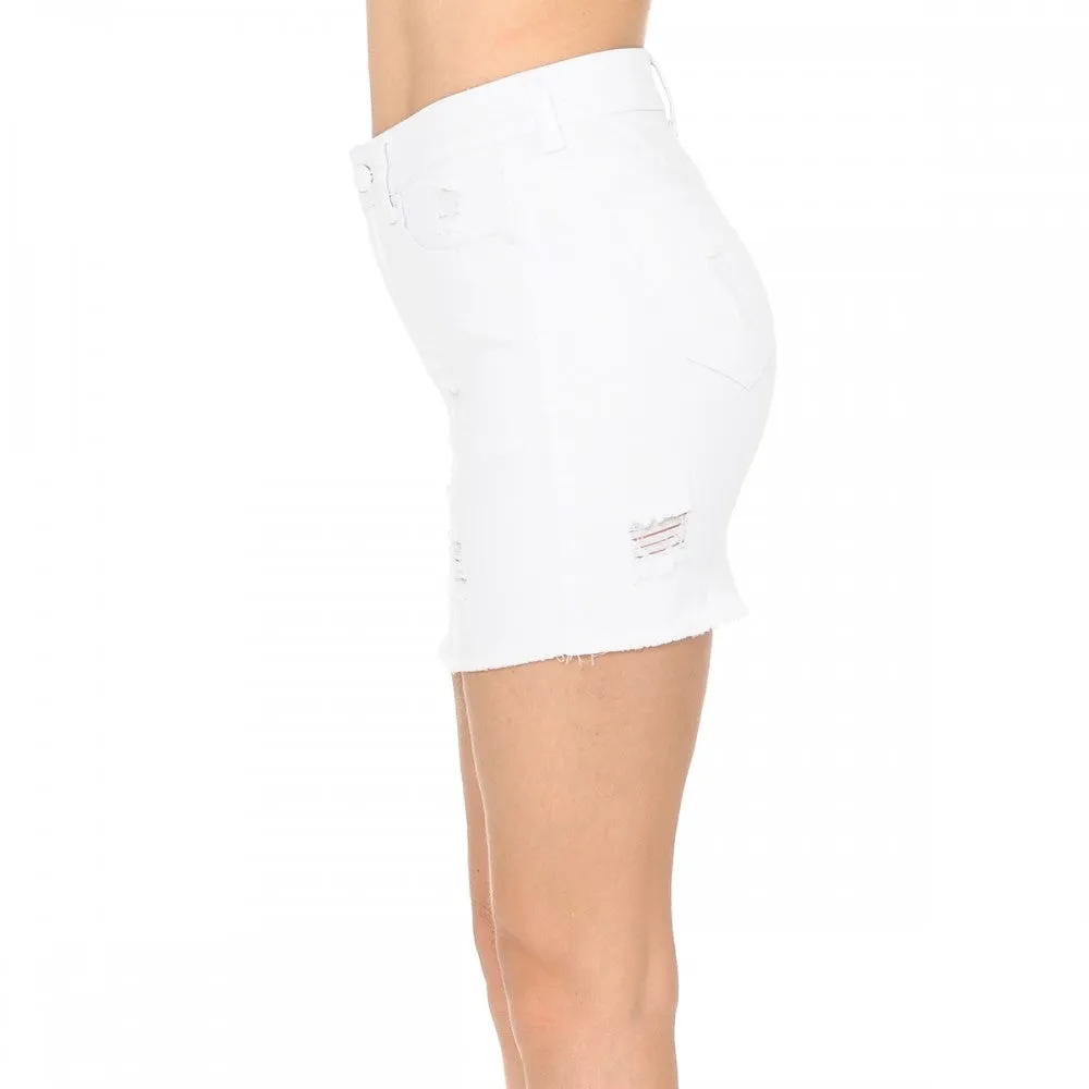 Wax Women's Distressed A-Line Denim Short Skirt