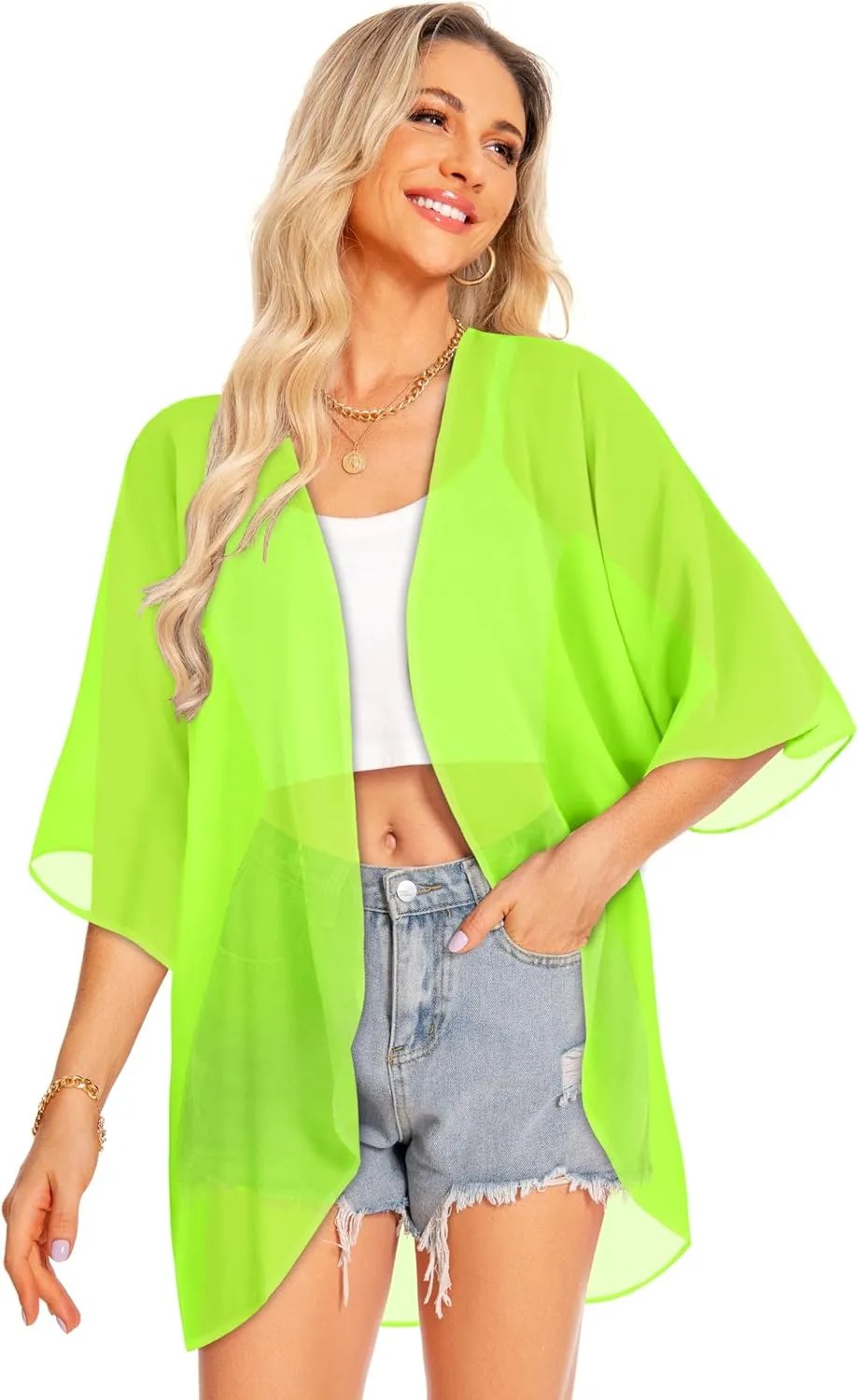 Women Kimono Cardigans Casual Summer Tops Cover up Open Front Floral Print Resort Wear