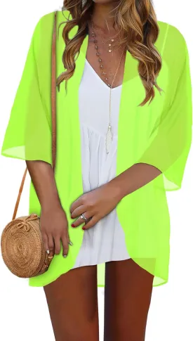 Women Kimono Cardigans Casual Summer Tops Cover up Open Front Floral Print Resort Wear