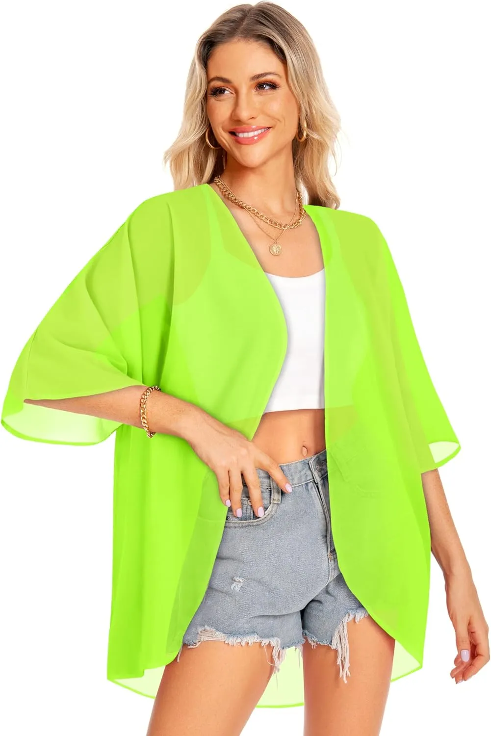 Women Kimono Cardigans Casual Summer Tops Cover up Open Front Floral Print Resort Wear