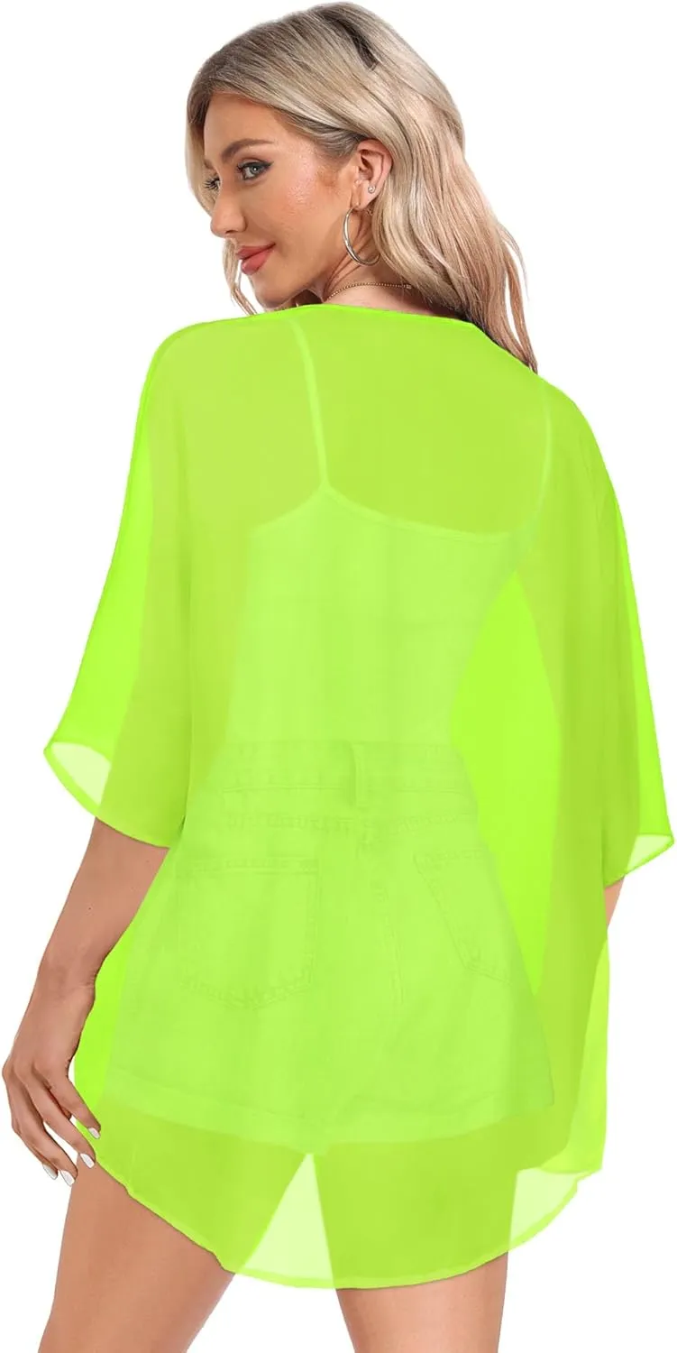 Women Kimono Cardigans Casual Summer Tops Cover up Open Front Floral Print Resort Wear