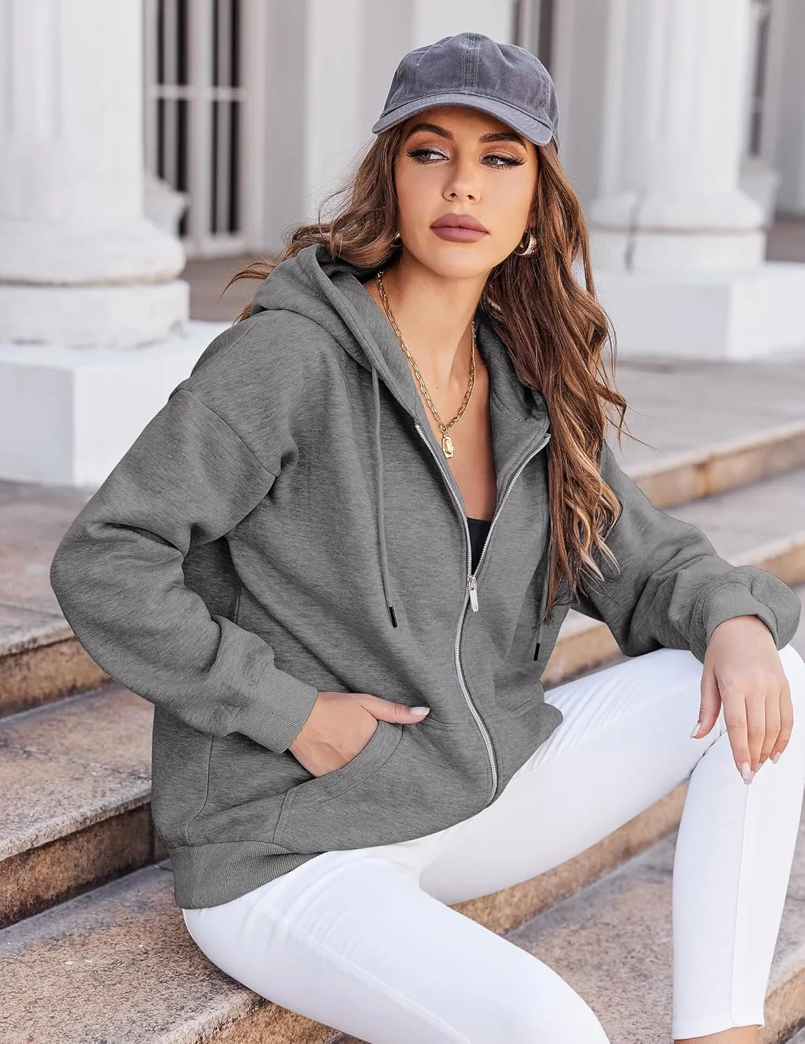 Zeagoo Women's Oversized Zip Up Hoodies Fleece Jacket Casual 2025 Fall Winter Sweatshirts Y2K Hoodies