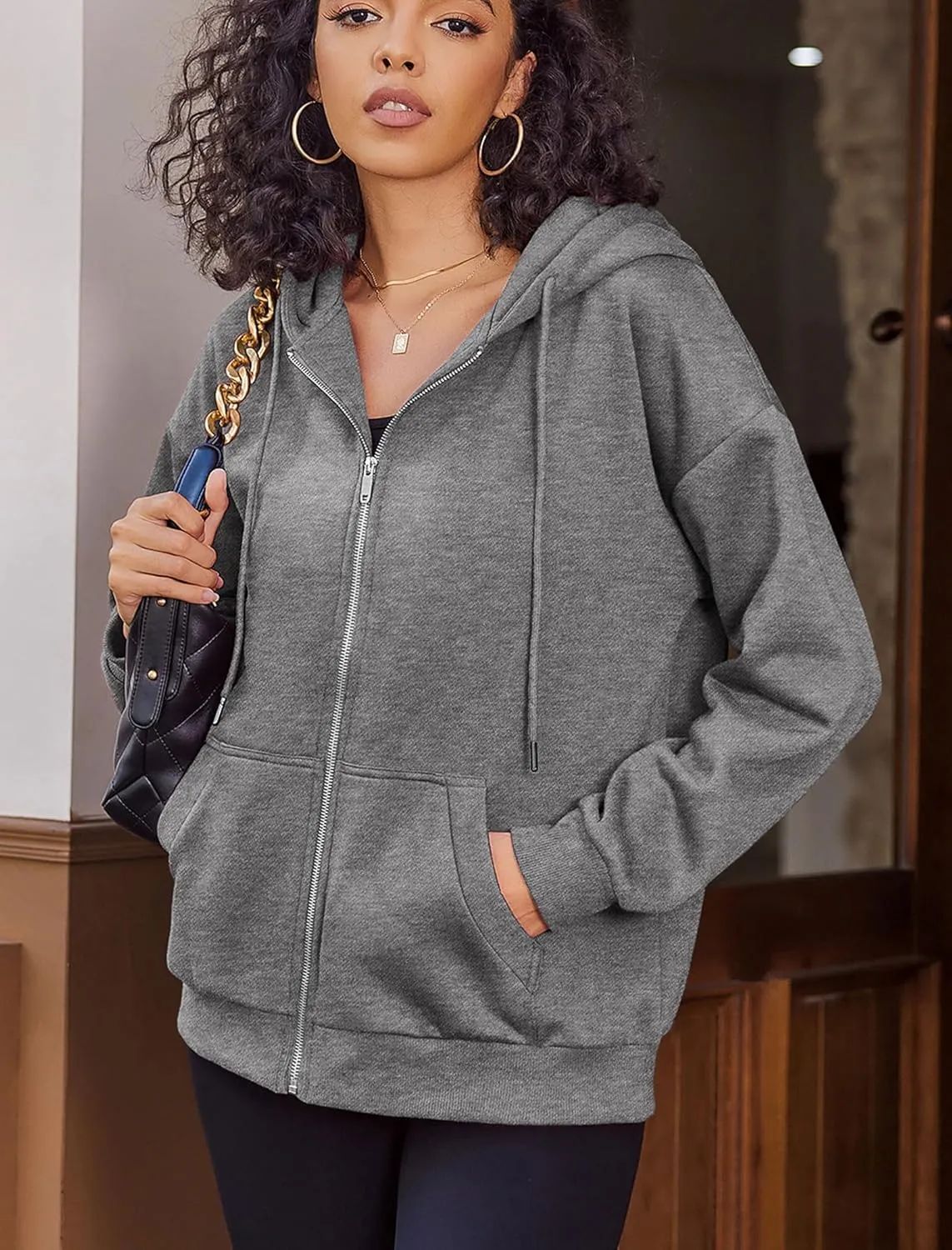 Zeagoo Women's Oversized Zip Up Hoodies Fleece Jacket Casual 2025 Fall Winter Sweatshirts Y2K Hoodies