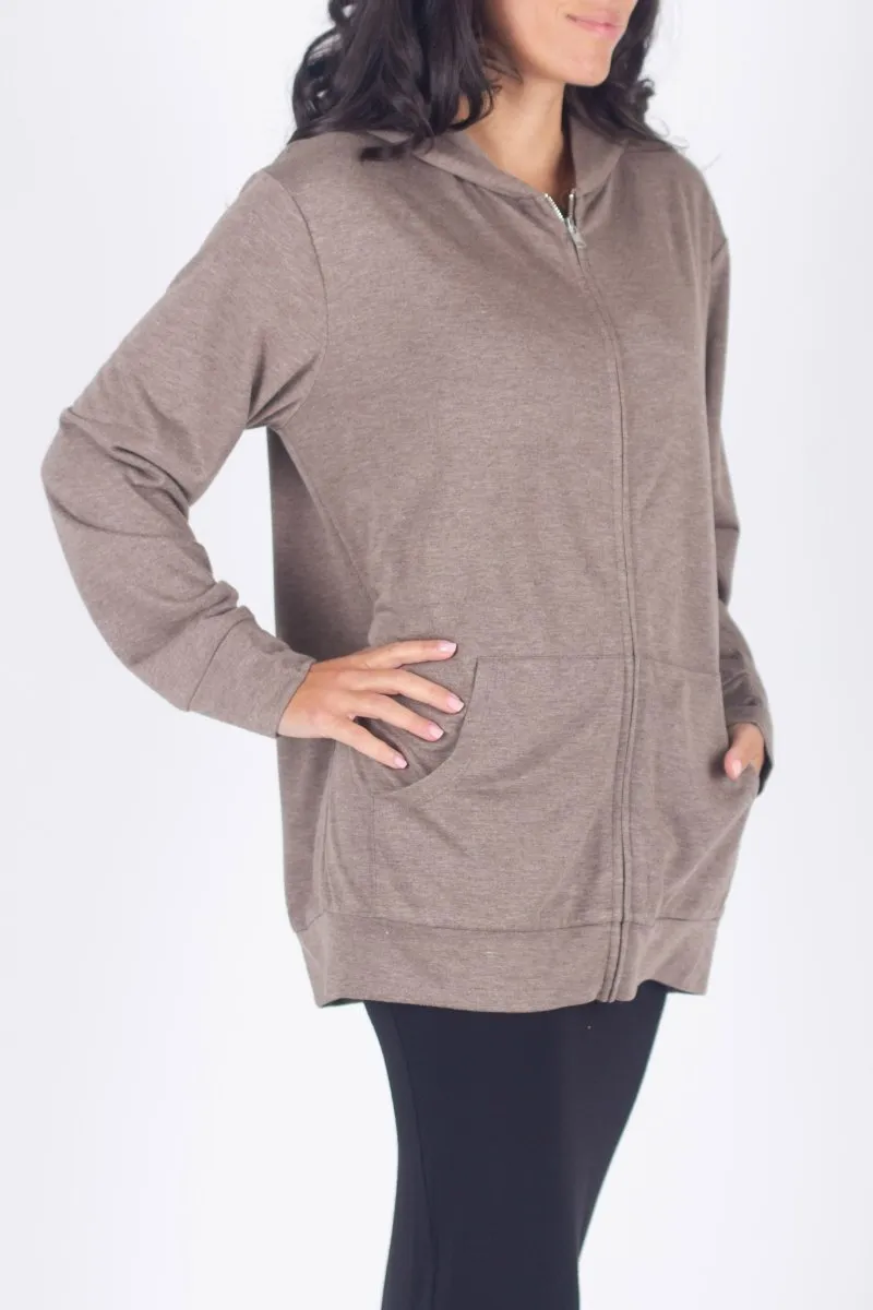 ZIP-UP CARDIGAN (BROWN)